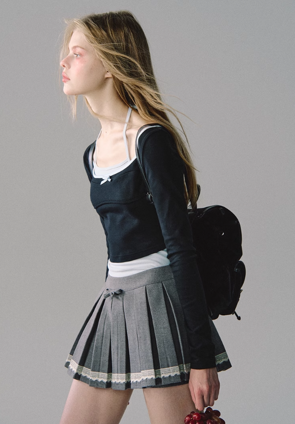 Jupe plissée en dentelle