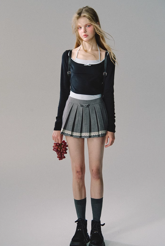 Jupe plissée en dentelle