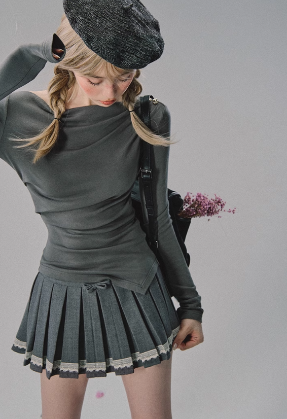 Jupe plissée en dentelle
