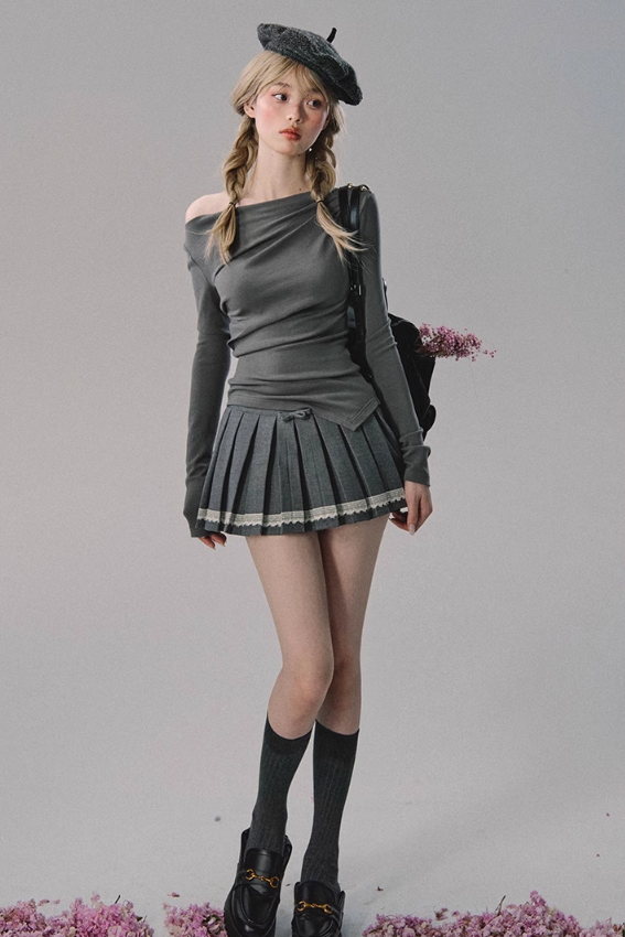 Jupe plissée en dentelle