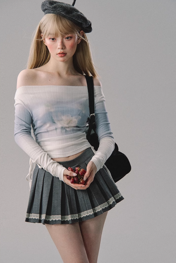 Jupe plissée en dentelle