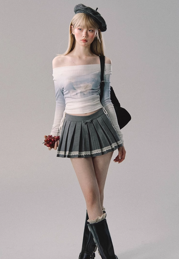 Jupe plissée en dentelle