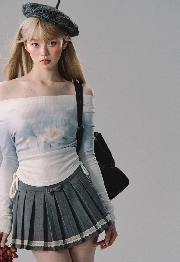 Jupe plissée en dentelle