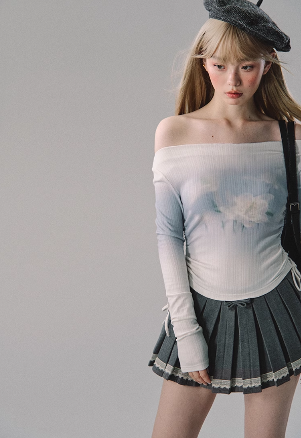 Jupe plissée en dentelle