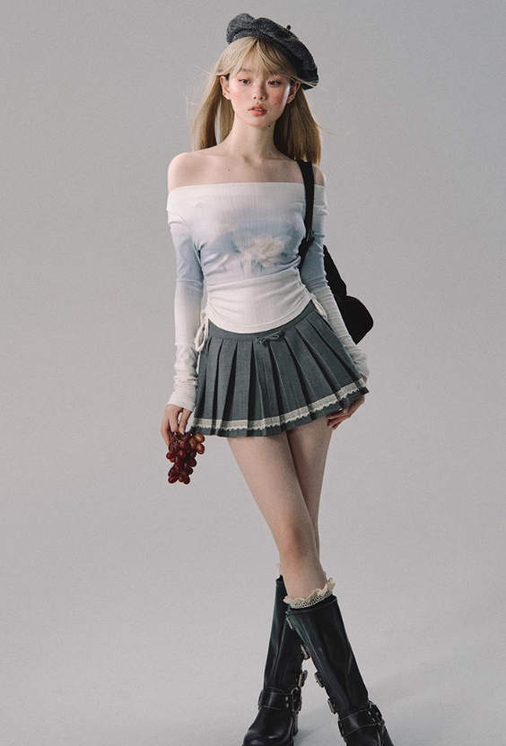 Jupe plissée en dentelle