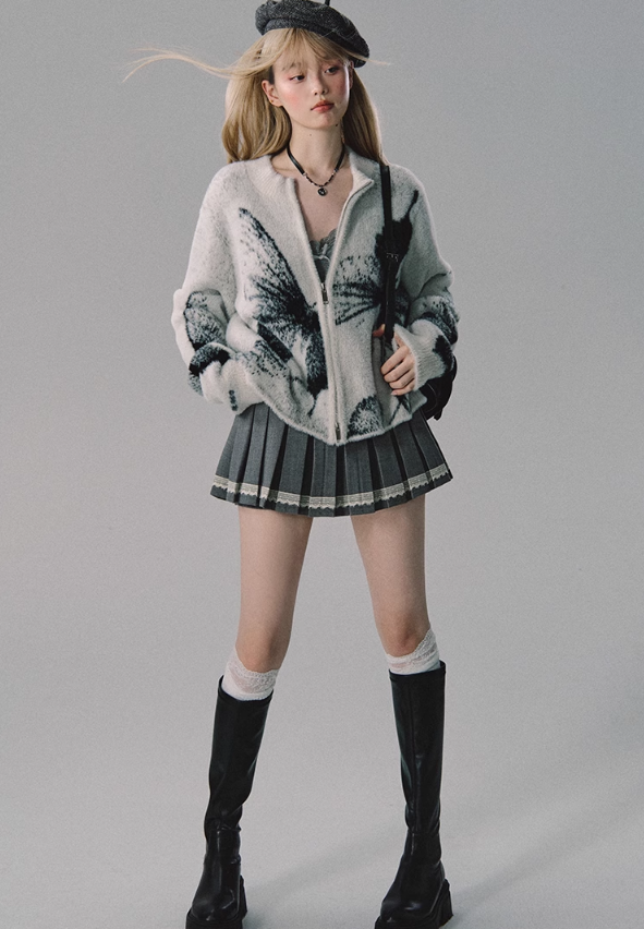 Jupe plissée en dentelle