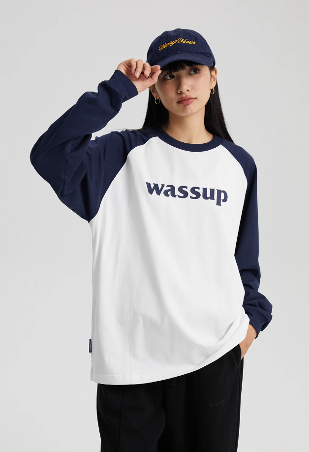 Essential Basic Logo Raglan Long Sleeved Tee - chiclara