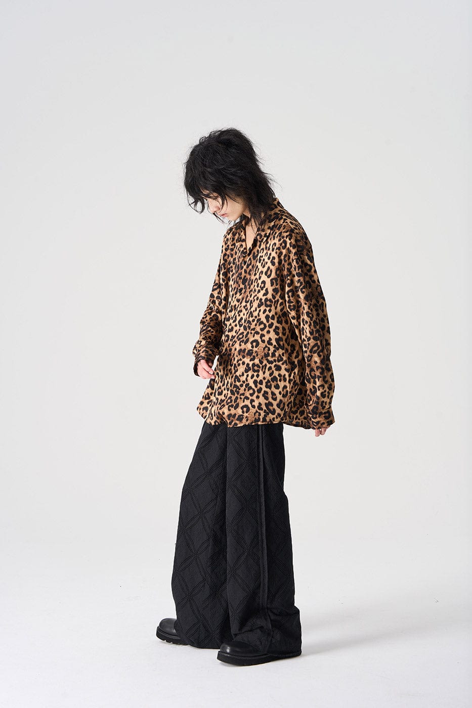Chemise à manches longues à imprimé léopard
