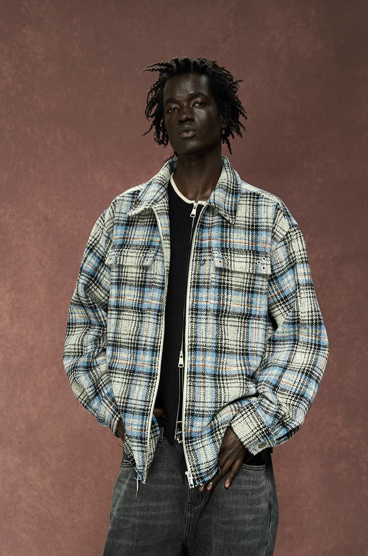 Deconstructed Plaid Shirt Jacket - chiclara