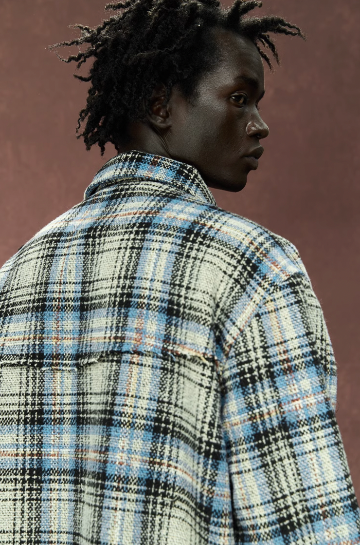 Deconstructed Plaid Shirt Jacket - chiclara