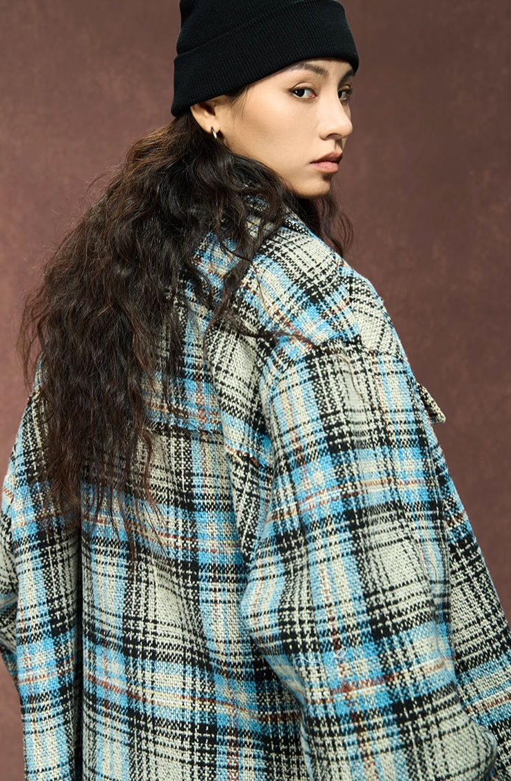 Deconstructed Plaid Shirt Jacket - chiclara