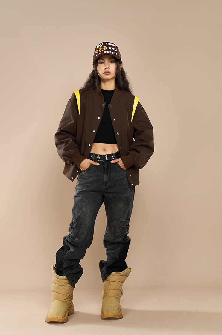 Regal Crown Embroidered Baseball Jacket - chiclara