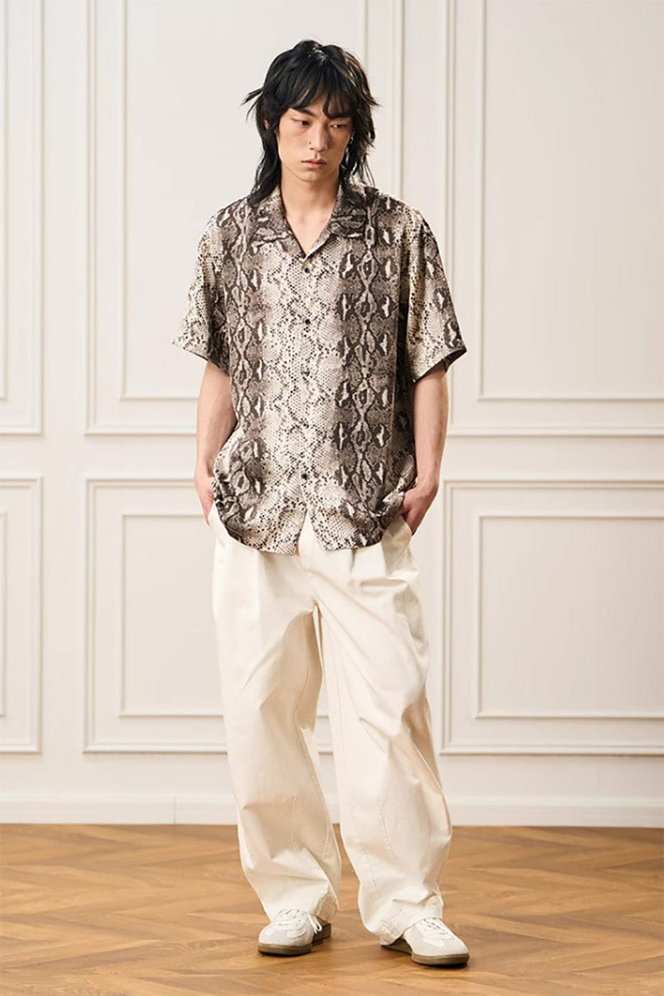 Chemise de camp à imprimé serpent