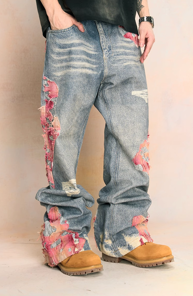 Elegant Evening Lace Embroidered Denim Jeans - chiclara