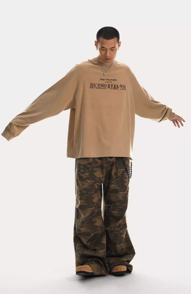 Camouflage Pleated Paratrooper Work Pants - chiclara