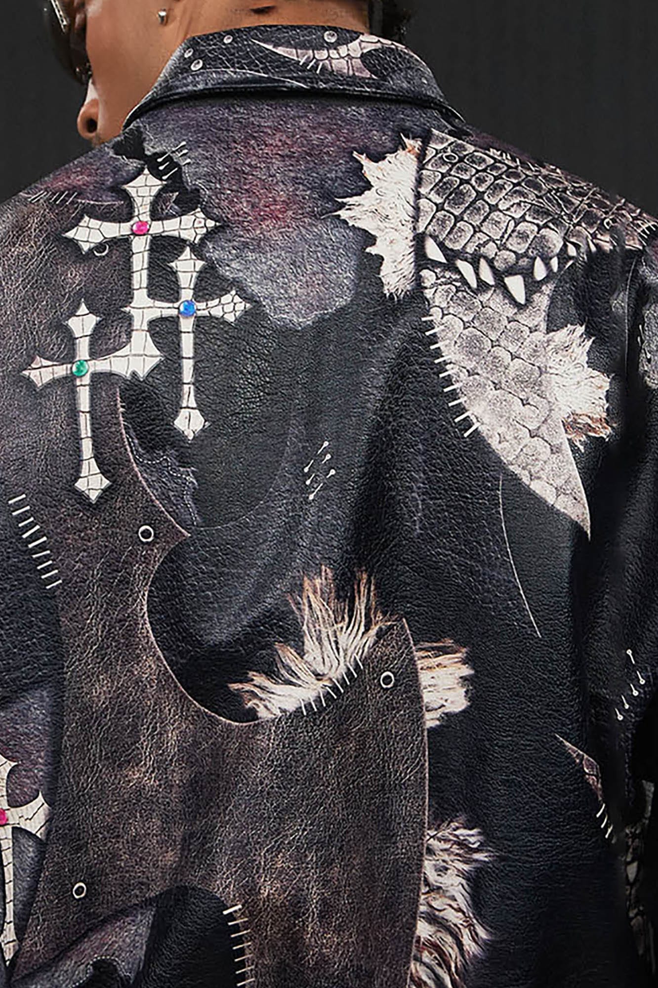 Chaqueta de cuero cruzado gótico