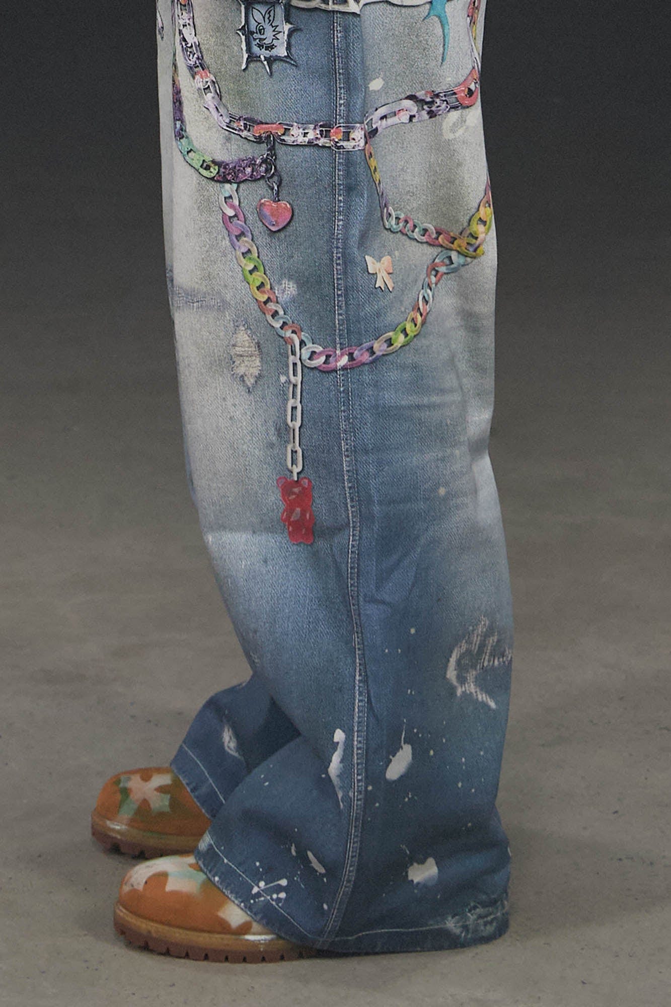 Jeans de pierna ancha de la cadena kawaii