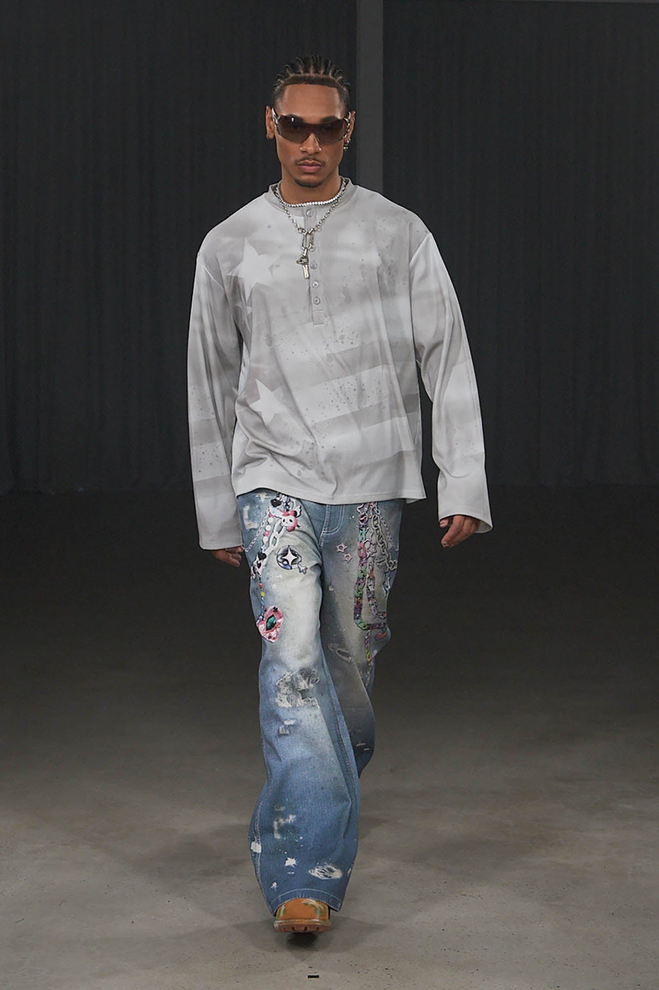 Jeans de pierna ancha de la cadena kawaii
