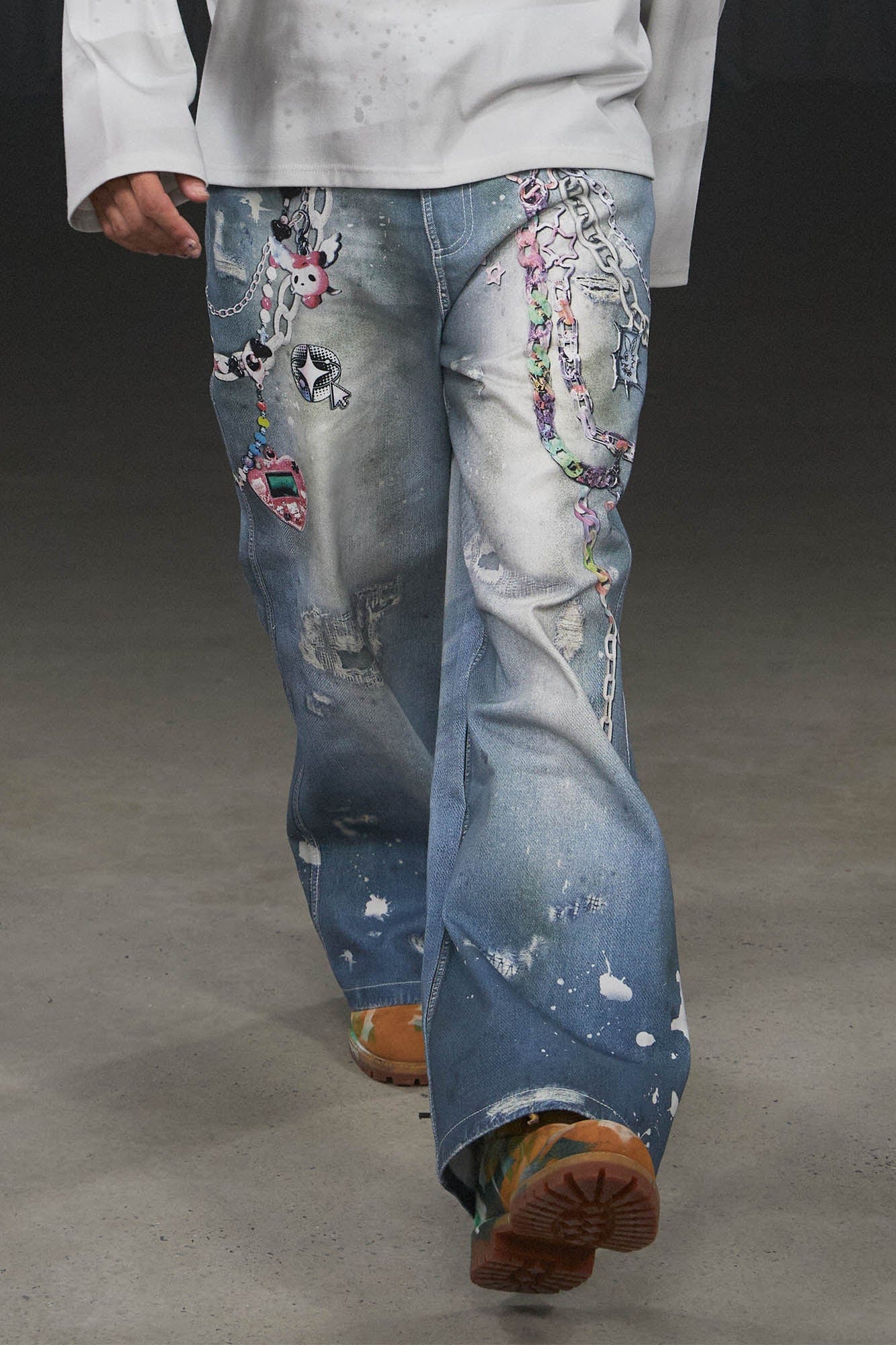 Jeans de pierna ancha de la cadena kawaii