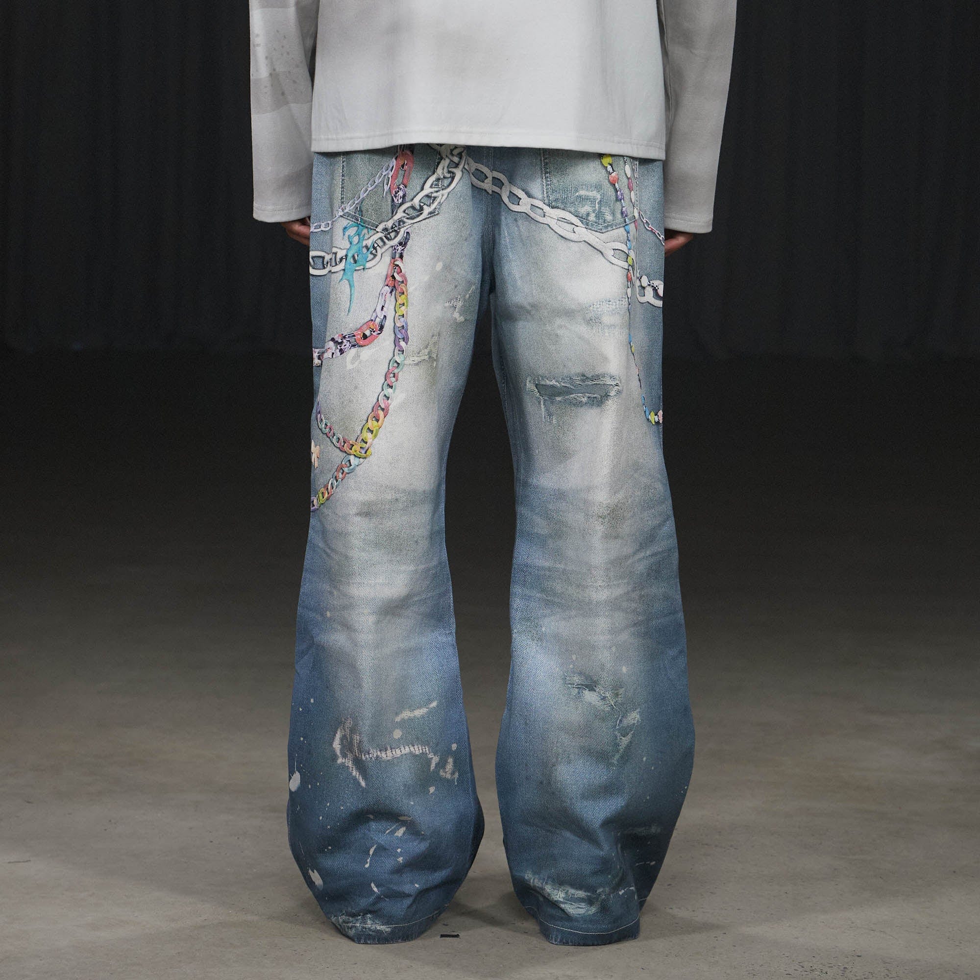Jeans de pierna ancha de la cadena kawaii
