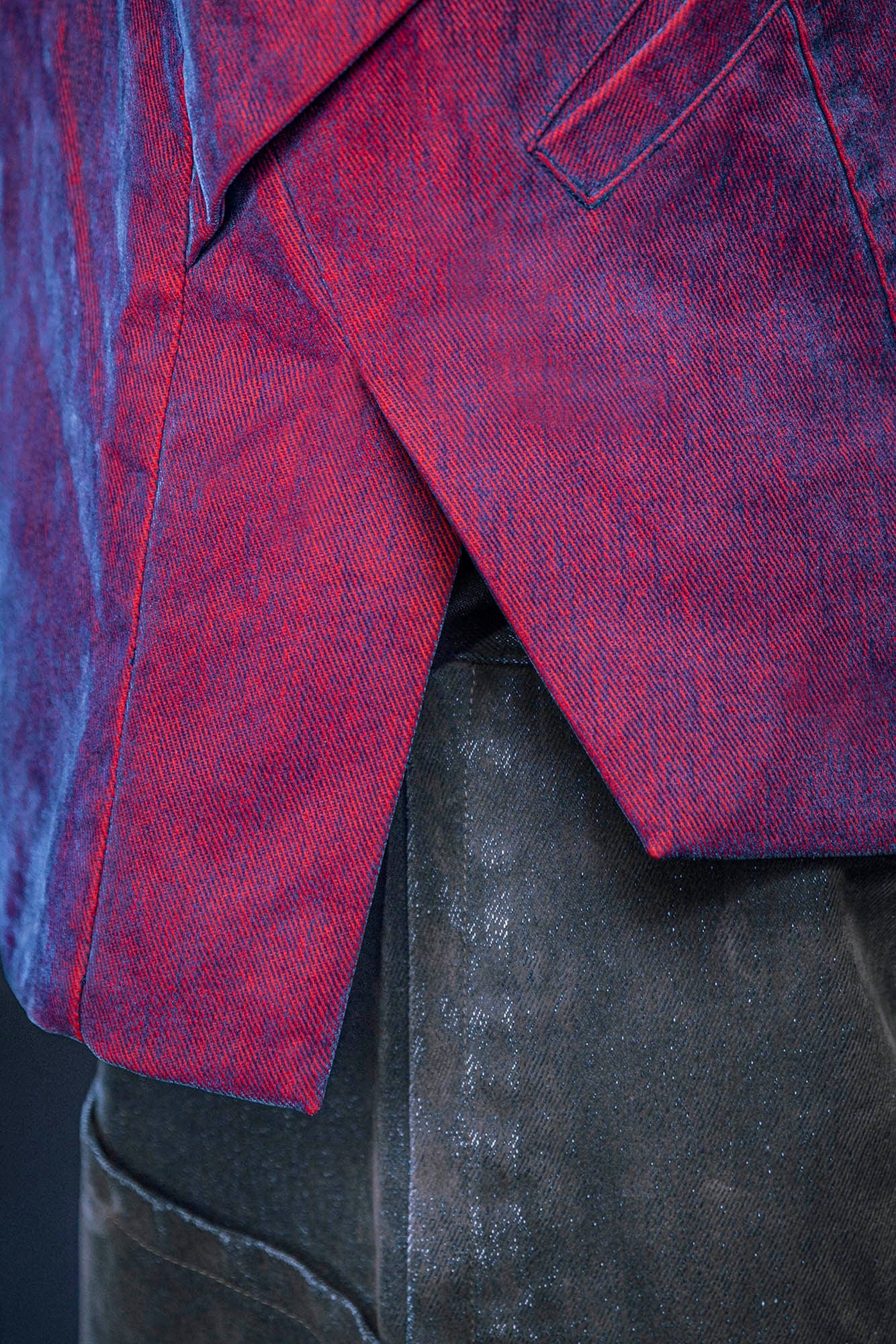 Chaqueta de bombardero táctico multi-zip rojo