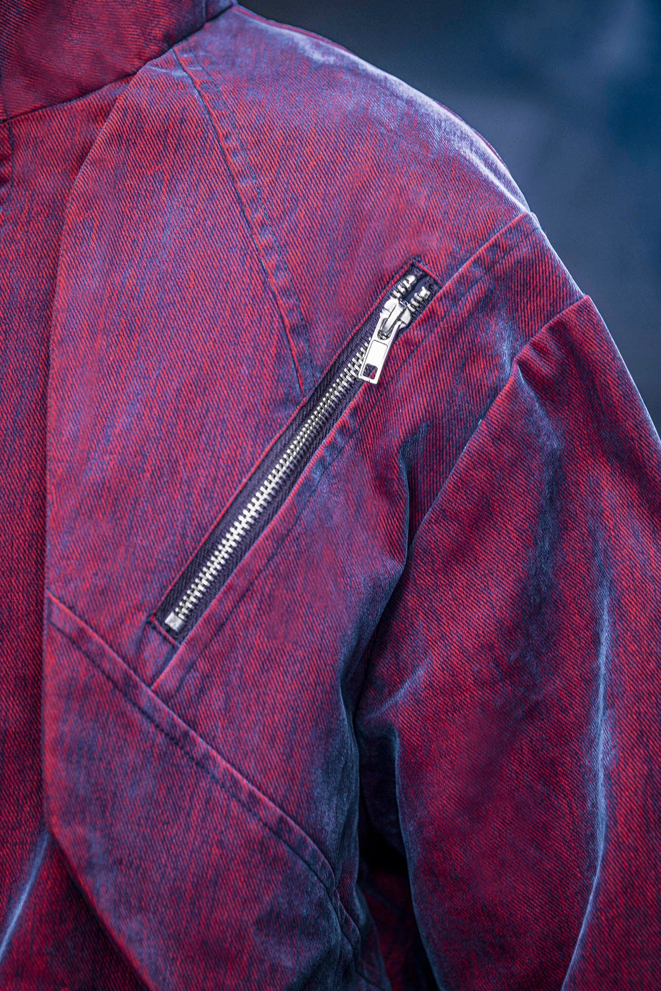 Chaqueta de bombardero táctico multi-zip rojo