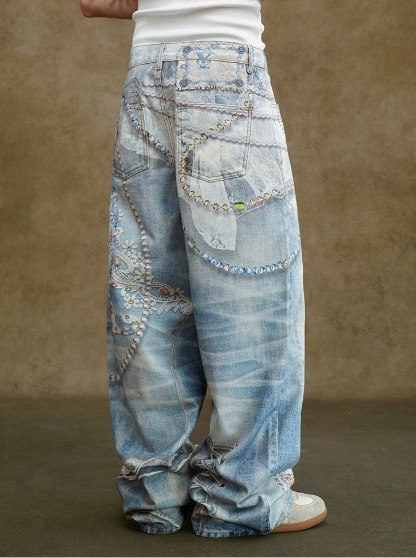 The "deconstructed" embellished jeans