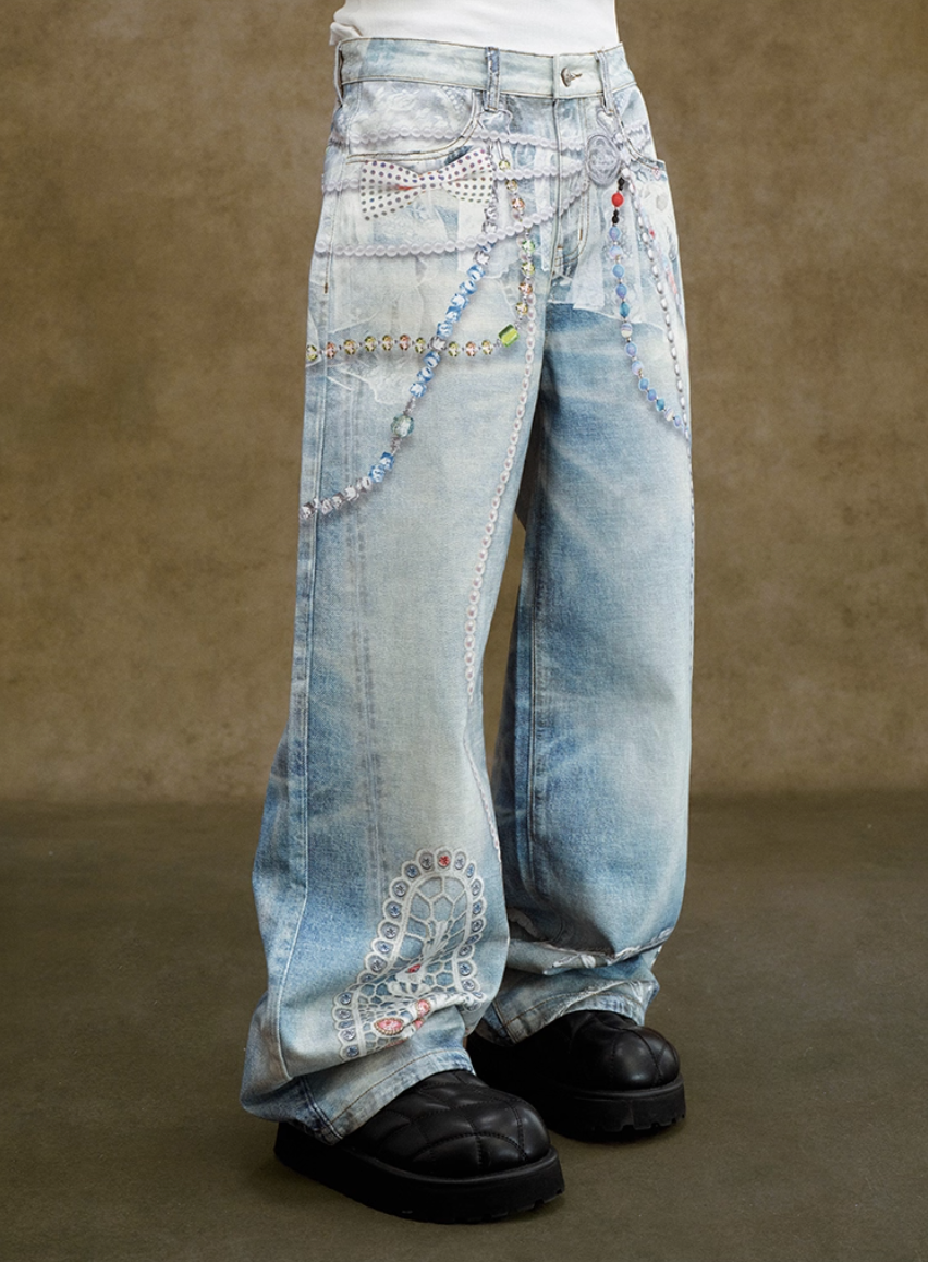 The "deconstructed" embellished jeans