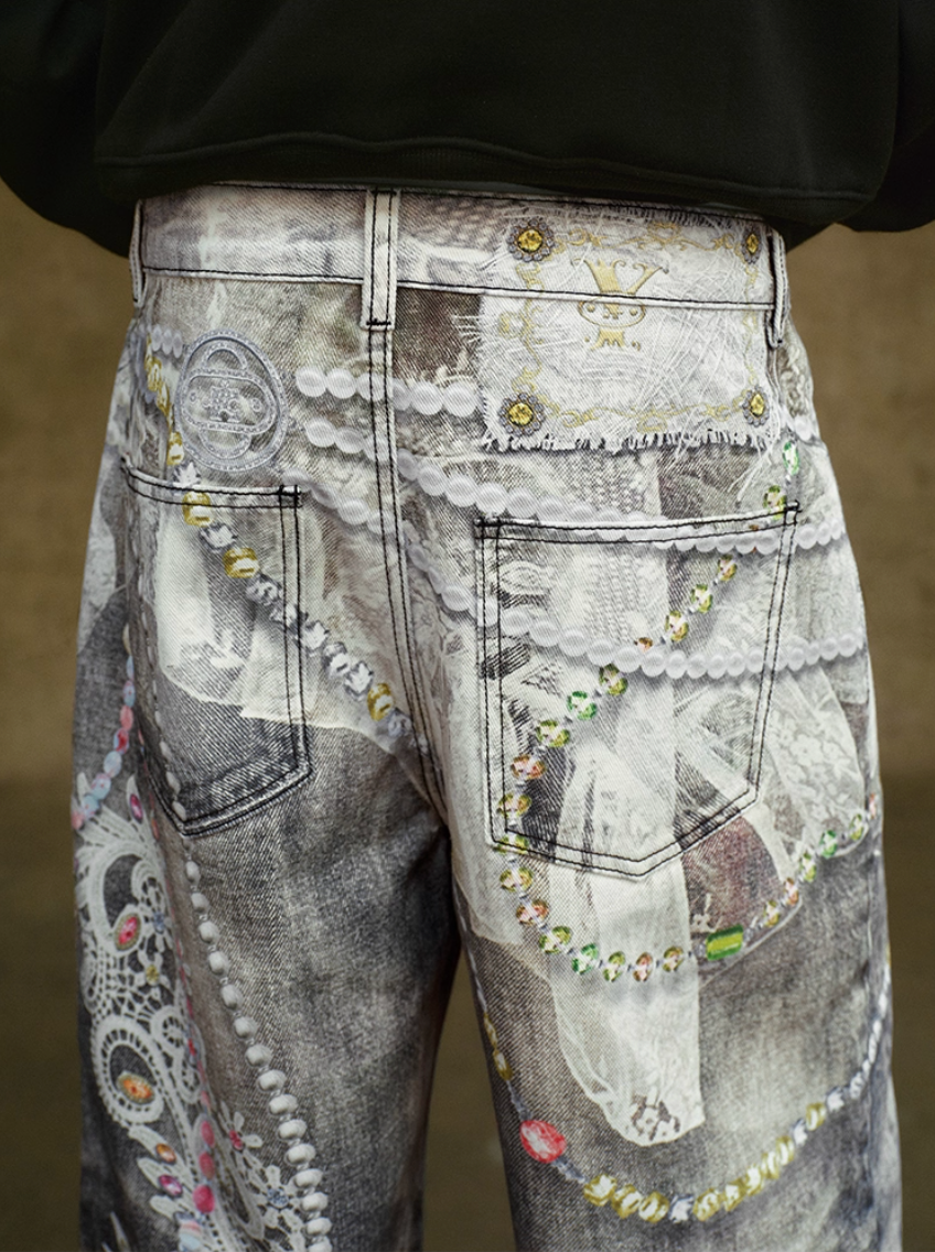The "deconstructed" embellished jeans