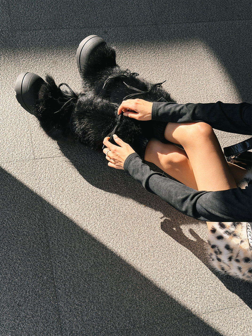 Black Plush-Lined Tall Platform Boots
