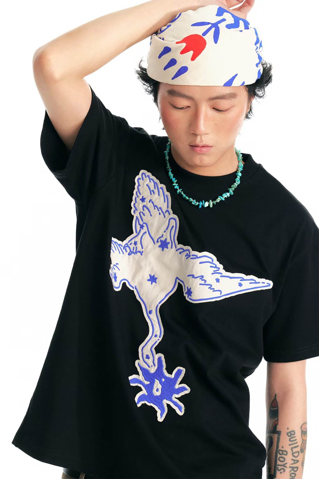 Crane With A Blossom Patch T-Shirt
