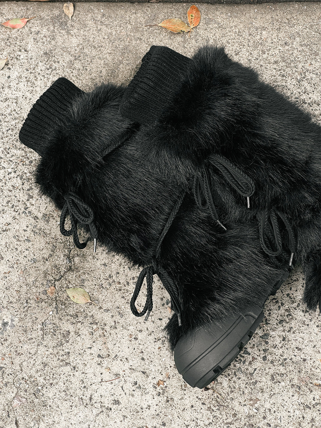 Black Plush-Lined Tall Platform Boots