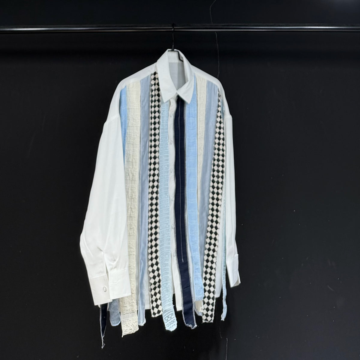 Mixed-Stripe Patchwork Long-Sleeve Shirt product view 2