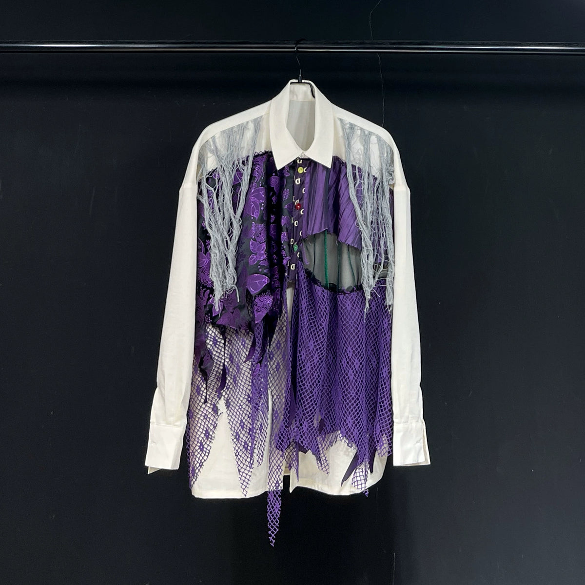 Purple Mesh Patchwork Long-Sleeve Shirt product view 2