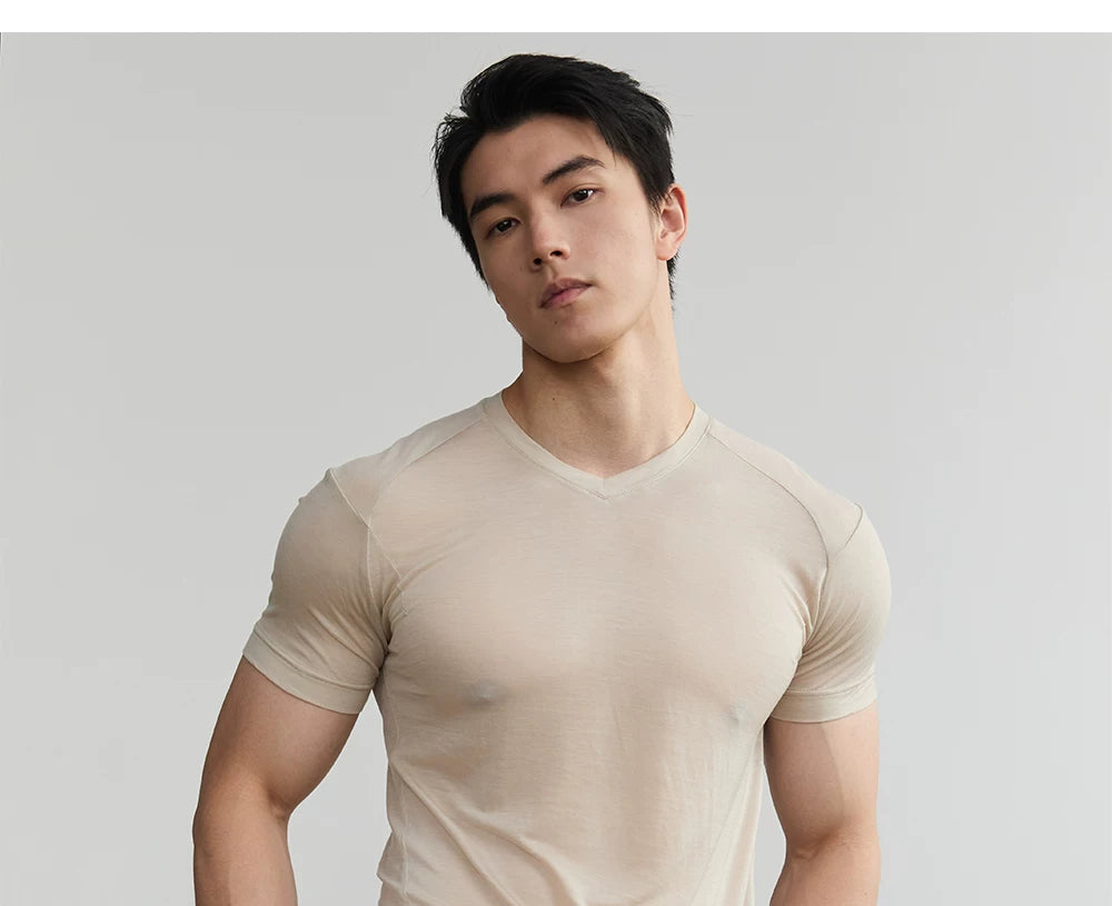 Sheer Fitted Short-Sleeve Lyocell Tee product view 1