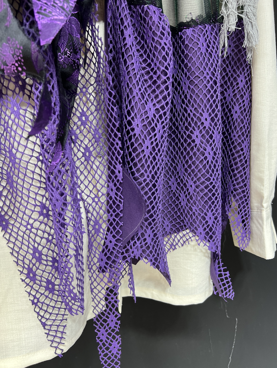 Purple Mesh Patchwork Long-Sleeve Shirt product view 3