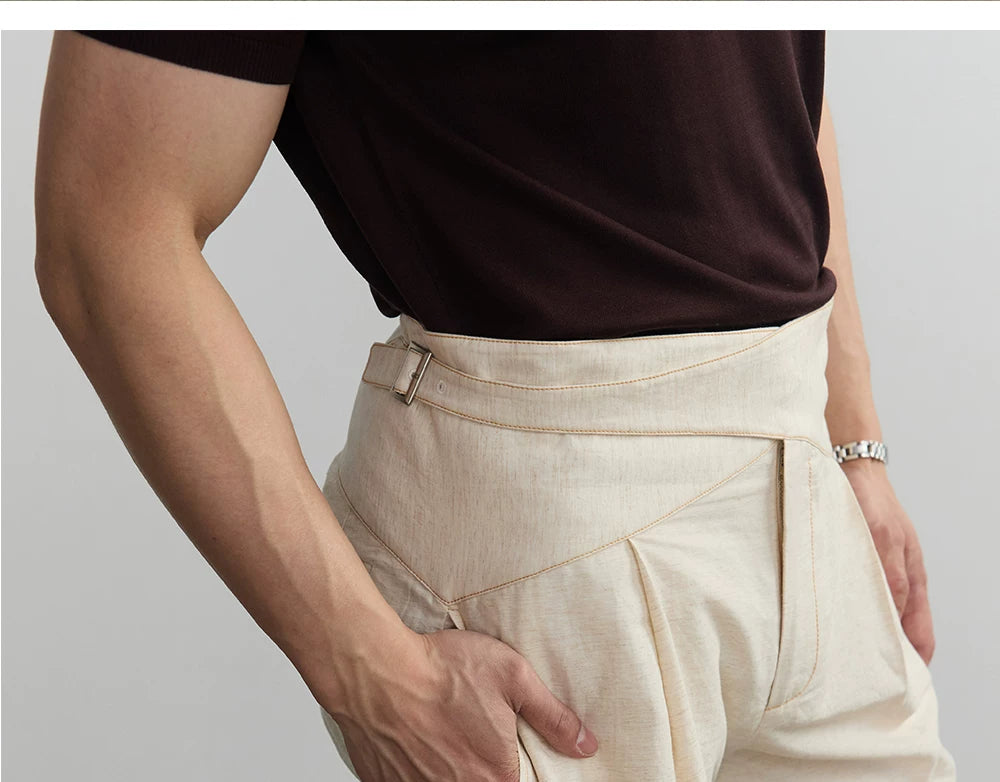 Cross-Waist Linen-Blend Pleated Shorts product view 2