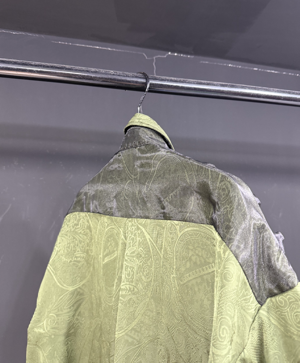 Olive Jacquard Lace-Panel Shirt product view 5
