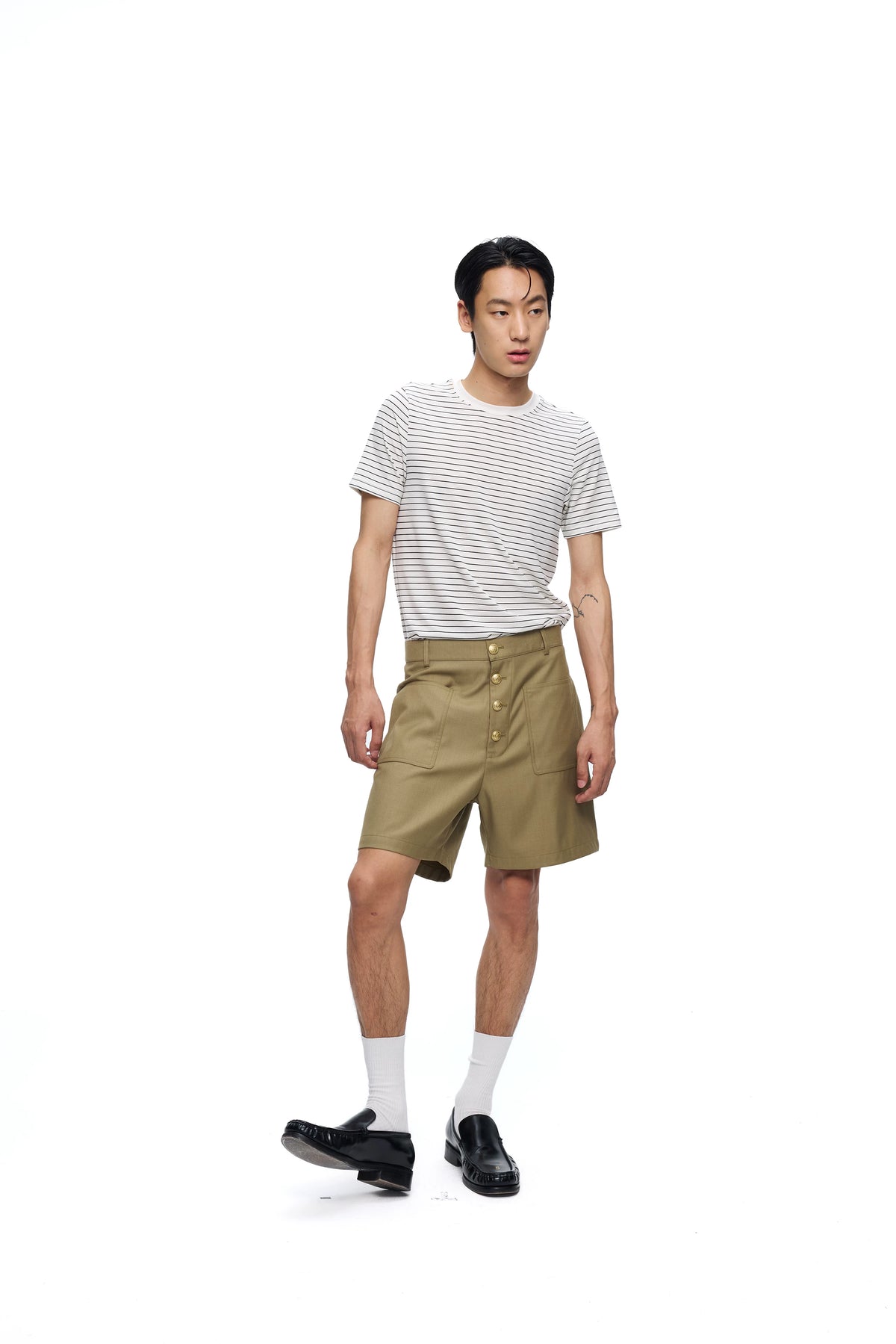 Fine-Stripe Fitted Lyocell Tee product view 3
