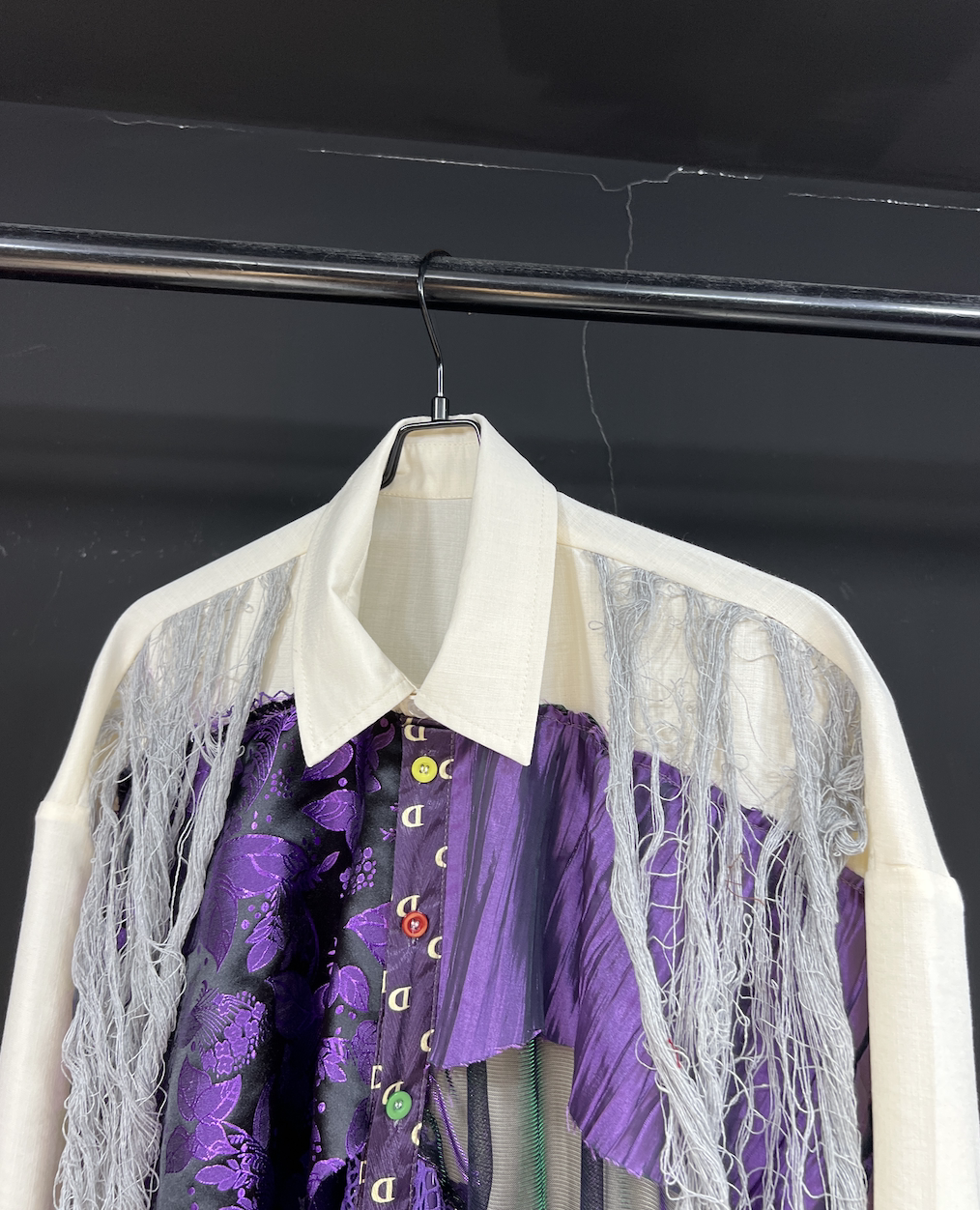 Purple Mesh Patchwork Long-Sleeve Shirt product view 4