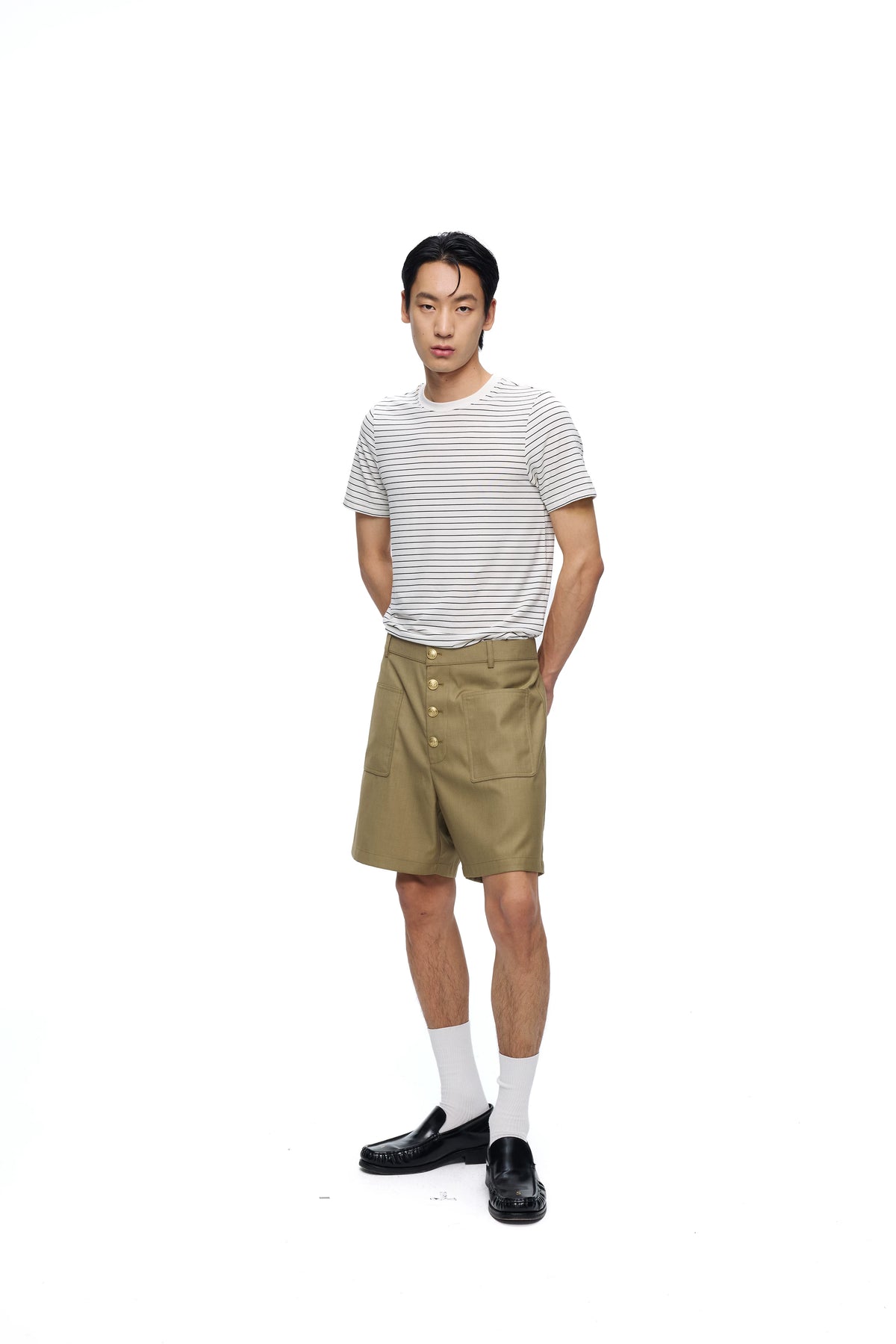 Fine-Stripe Fitted Lyocell Tee product view 4