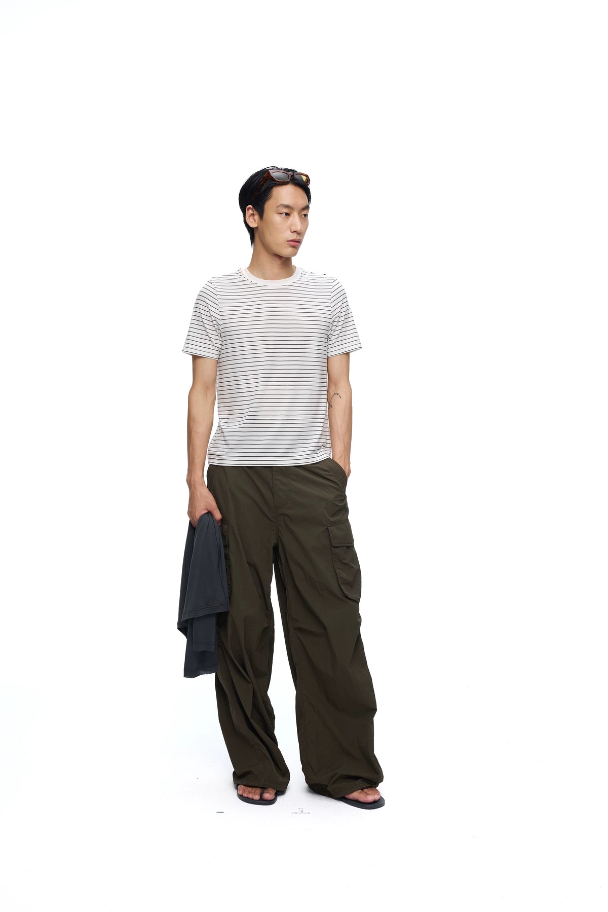 Fine-Stripe Fitted Lyocell Tee product view 5