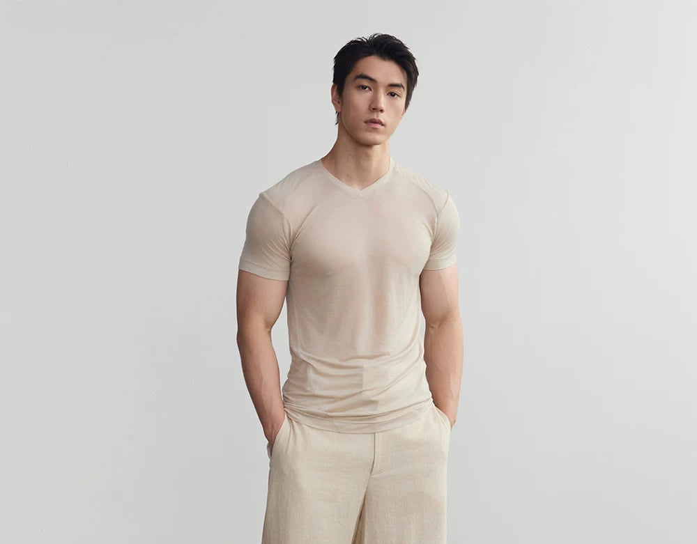 Sheer Fitted Short-Sleeve Lyocell Tee product view 6