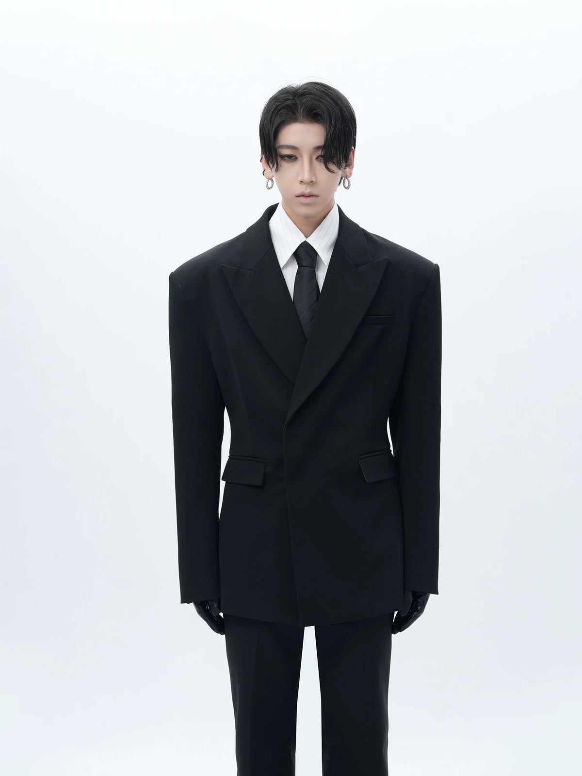 Sculpted-Waist Peak-Lapel Double-Breasted Blazer product view 2