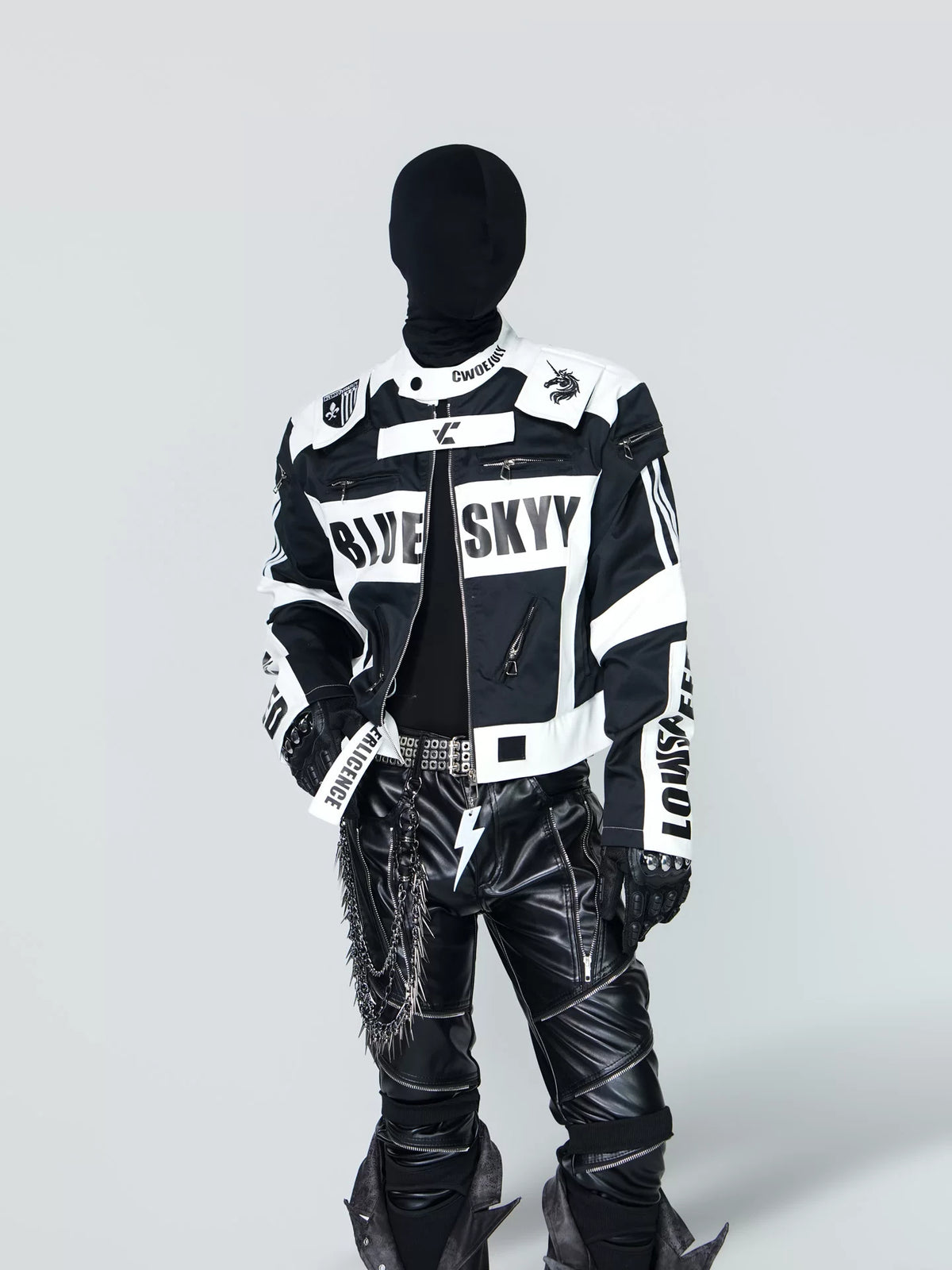 Black-and-White Graphic Racing Jacket product view 1
