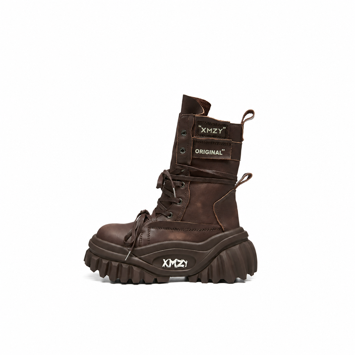 Lace-Up Lugged Platform Leather Boots product view 2