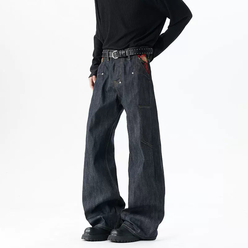 Red-Trim Workwear Wide-Leg Jeans product view 5