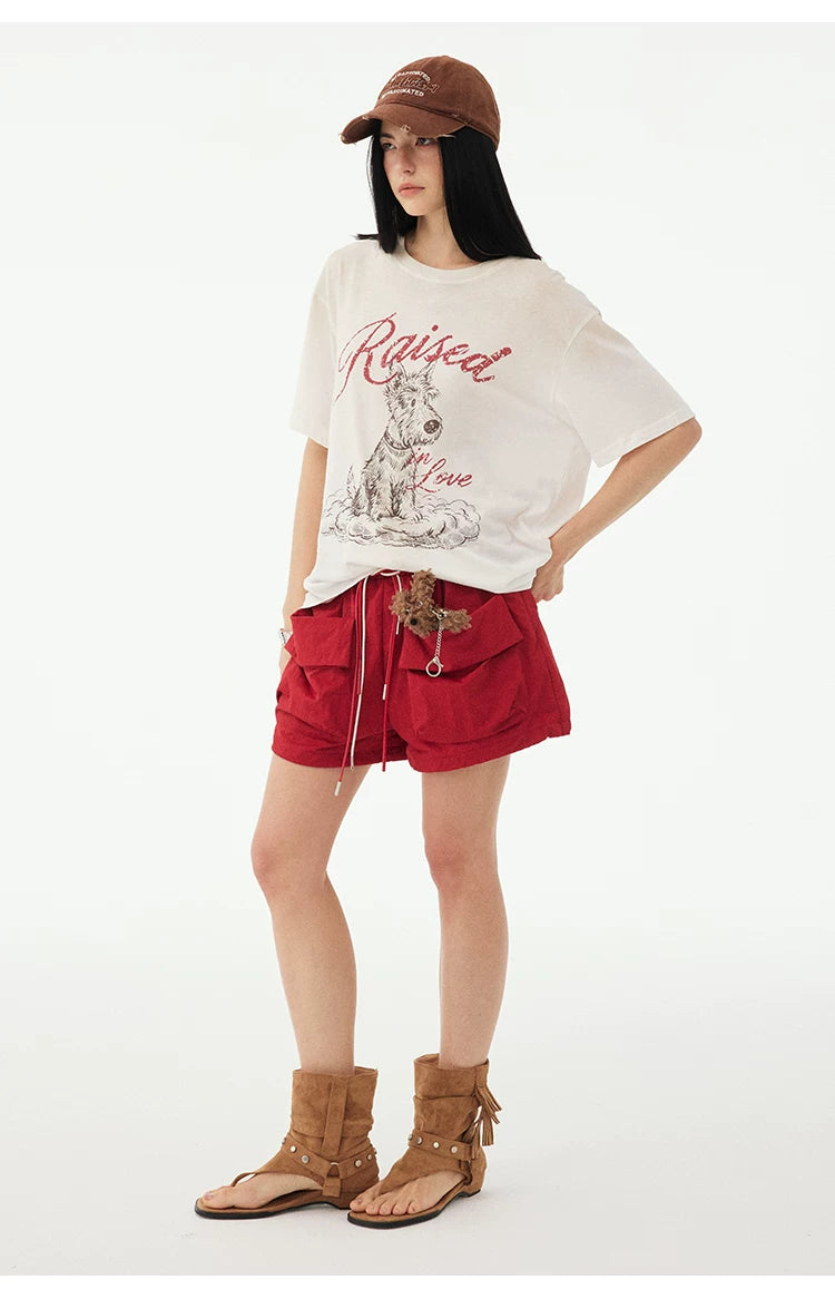 Washed Puppy-Print Drop-Shoulder Tee product view 5