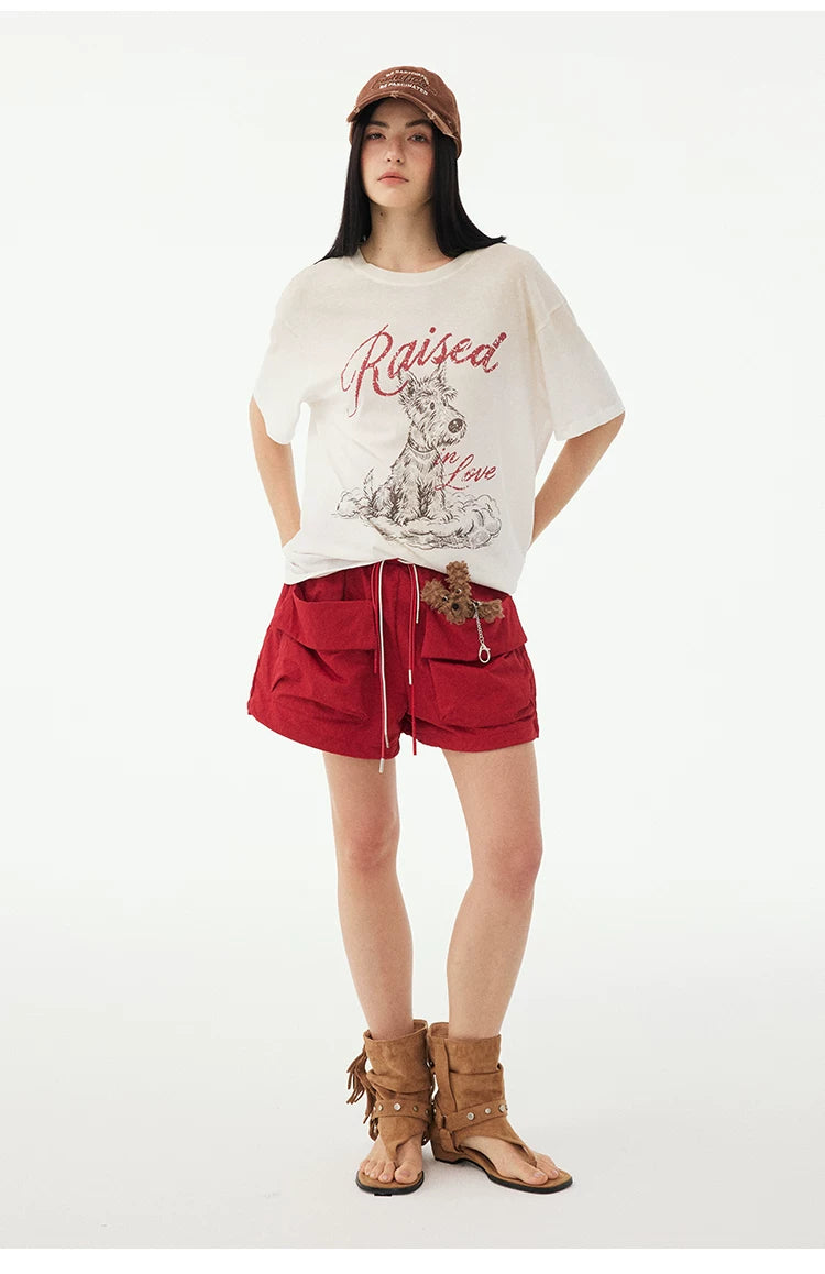 Washed Puppy-Print Drop-Shoulder Tee product view 6