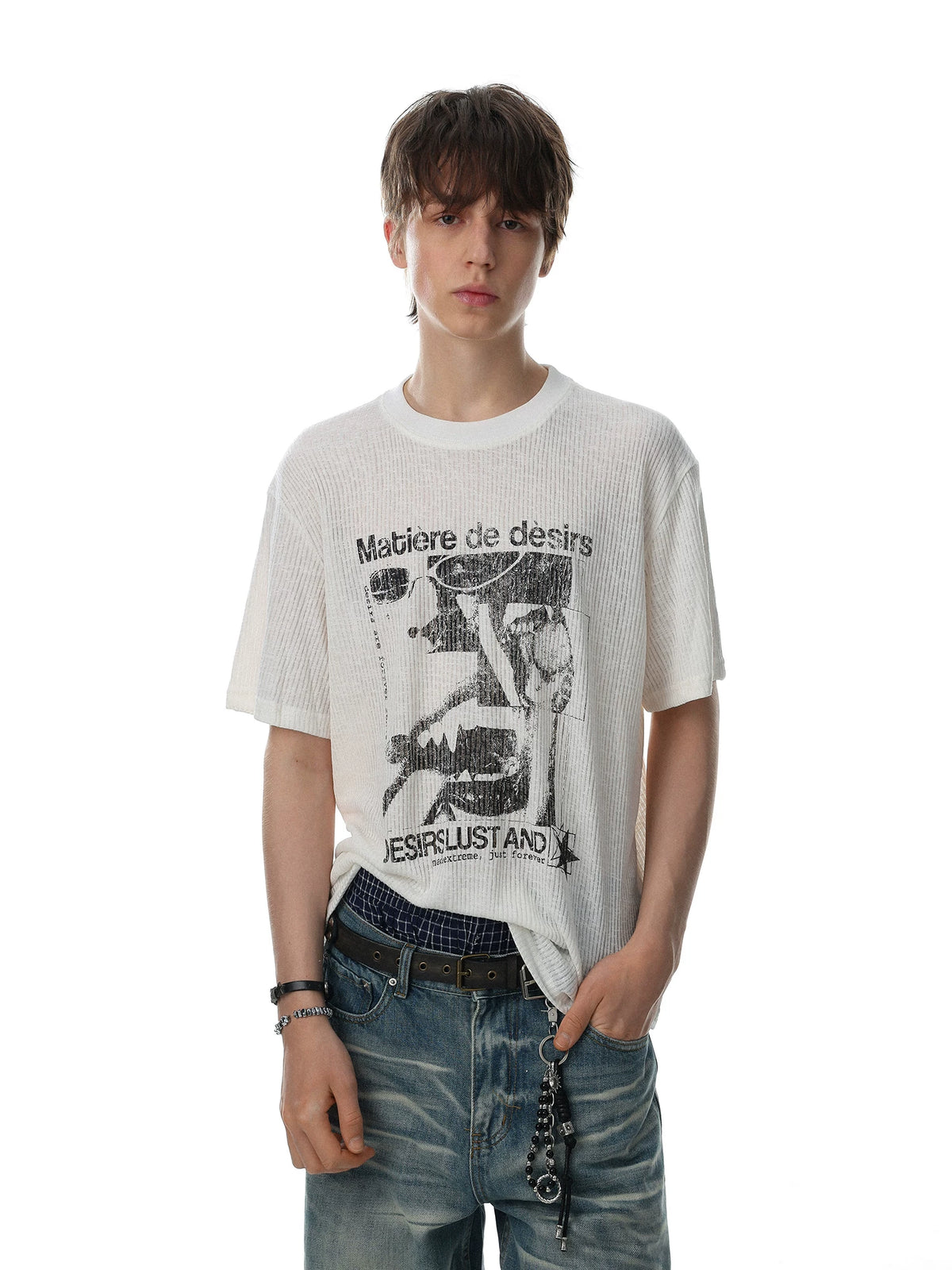 Surreal Portrait Textured Knit Tee product view 1